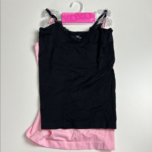 XOXO Girls Size 32/M - 2 Piece Black & Baby Pink Super Comfy Lace Cami Set NWT - Picture 1 of 4